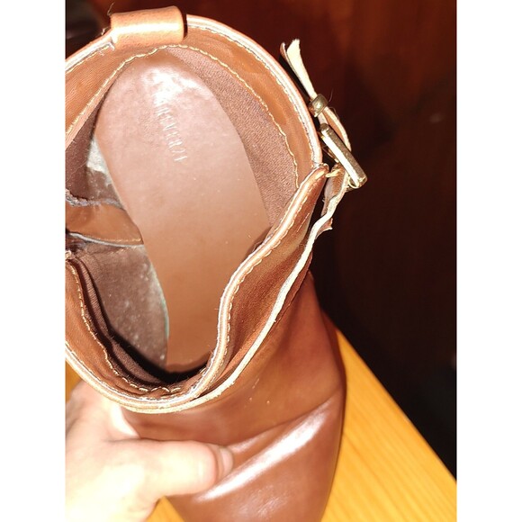 Forever 21 Women's Brown quarter ankle boots size 10 side zip-up buckle - Picture 5 of 6
